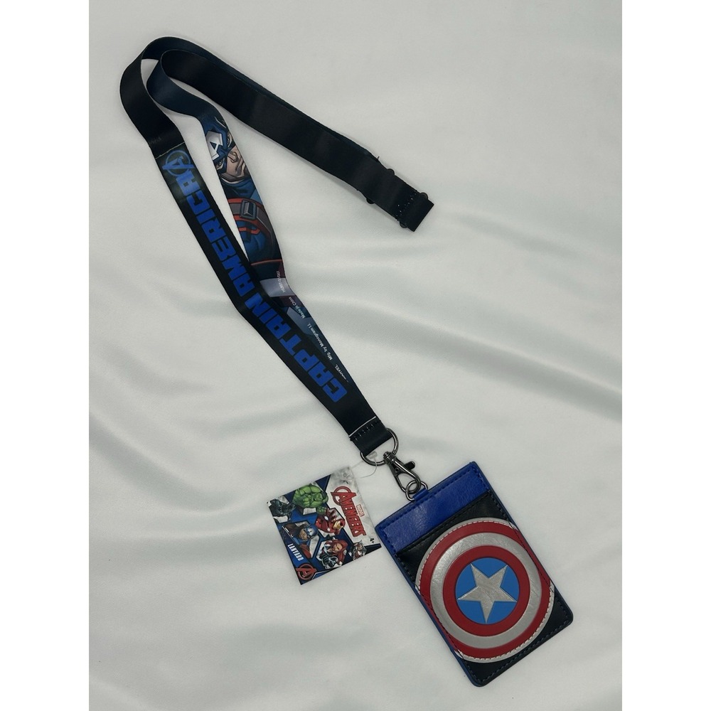 Captain America (Marvel) Avengers Lanyard w/ Two Pocket ID Holder NEW